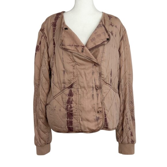 Marrakech Anthropologie Soft Quilted Tie Dye Bomber Moto Jacket NWT (M) - Picture 1 of 15